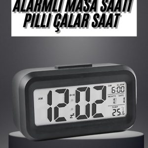Gece Dijital Masa Saati Dijital Alarmlı Led Ekran Pilli Çalar Saat
