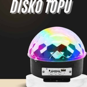 Led Işık Disko Topu Bluetooth Hoparlörlü USB Müzik Çalar Kumandalı