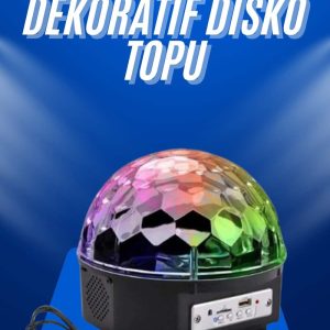 Küre Disko Topu Müzik Çalar Renkli Lazer Işıklı Bluetooth Disko Parti Işığı Kumandalı