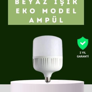 Şarjlı LED Torch Ampul 30 Watt Beyaz Işık Enerji Tasarruflu