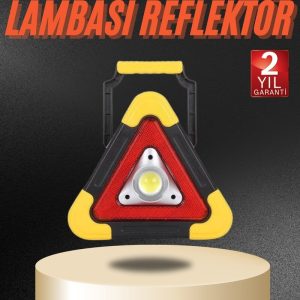 Işıklı İkaz Lambası Reflektör Şarjlı Işıklı Üçgen LED Acil Durum Feneri