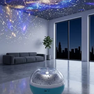 Bluetooth Hoparlörlü Yıldız Projeksiyon Gece Lambası Uzaktan Kumandalı ve Döner Işık Efektli (Kopya)