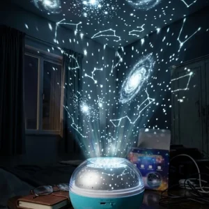 Bluetooth Hoparlörlü Yıldız Projeksiyon Gece Lambası Uzaktan Kumandalı ve Döner Işık Efektli