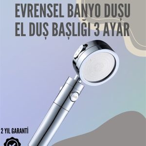 Paslanmaz Çelik Çok Fonksiyonlu El Duş Başlığı – 3 Modlu Püskürtme Seçeneği