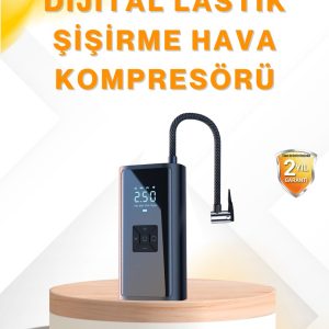 LED Fenerli ve SOS Işıklı Çok Fonksiyonlu Hava Kompresörü