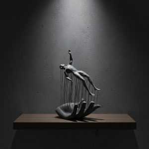 Gri El İnsan Figürü Minimal ve Anlamlı Dekoratif Biblo Modern Ev Dekorasyonu