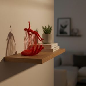 El Formlu İnsan Figürü Kırmızı Modern Dekoratif Biblo Soyut Tasarım 12x18 cm