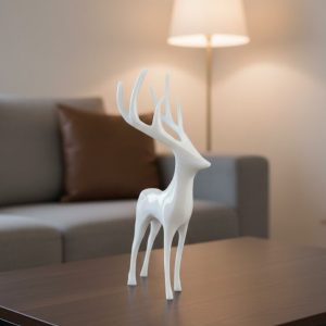Beyaz Dekoratif Geyik Figürü Şık Ev Aksesuarı