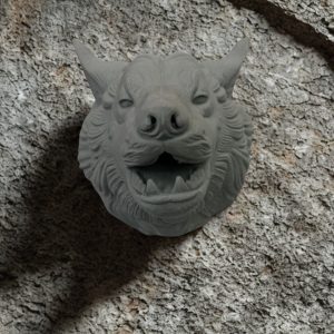 Gri Kurt Duvar Dekoru Asılabilir Dekoratif Heykel Tasarım