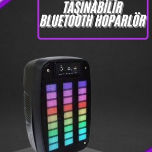 Taşınabilir 6.5 inç LED Bluetooth Kareoke Hoparlör RGB Işıklı Radyolu