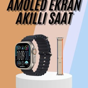 49mm Akıllı Saat Amoled Ekranlı Kadın Erkek Kol Saati Plastik Kordon