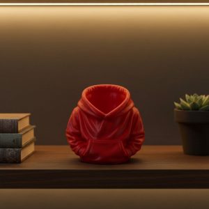 Dekoratif Kırmızı Hoodie Kalemlik 10x10 cm