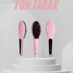 Elektrikli Saç Düzleştirici Tarak Saç Düzleştirici Fırça Sıkı Dişli Pembe