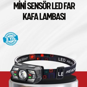 Sensörlü LED Kafa Lambası Kırmızı Beyaz Işık Ayarlanabilir