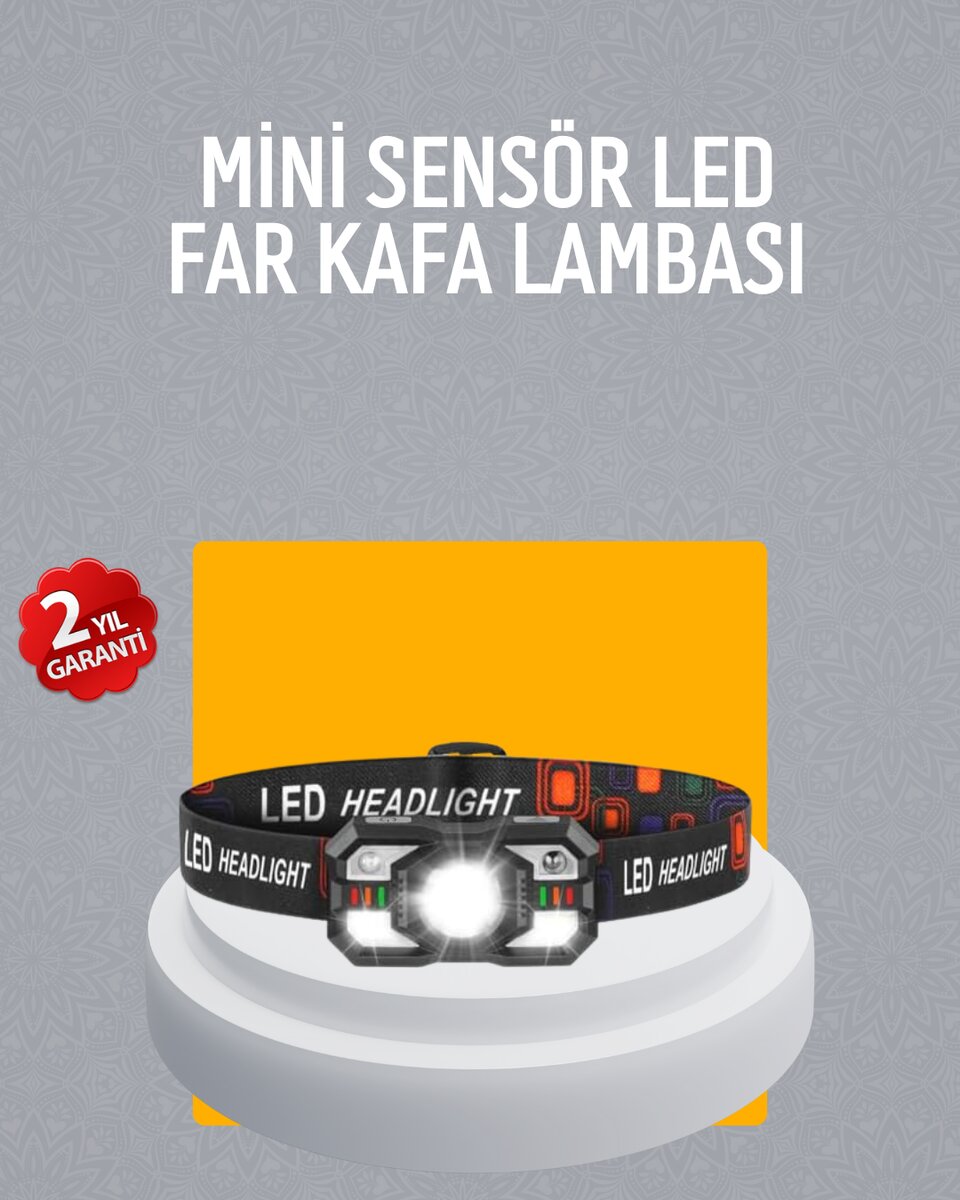 Şarj Edilebilir LED Far Hareket Sensörlü 5 Modlu Outdoor
