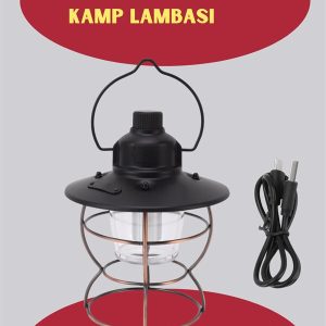 USB Şarjlı Retro LED Kamp Feneri – 4 Işık Modu Su Geçirmez Taşınabilir