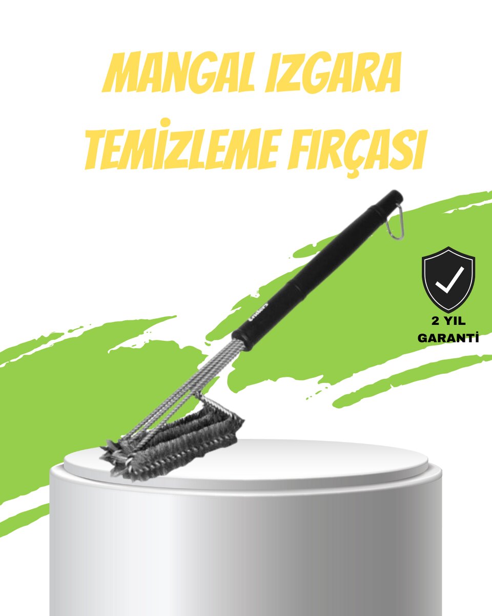 Mangal Izgara Temizleme Fırçası Paslanmaz Çelik Telli Uzun Saplı