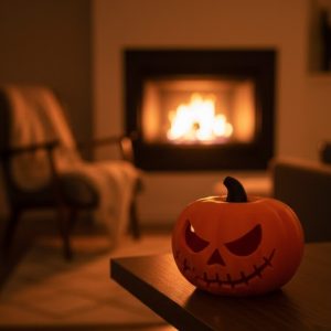 23×15 cm Korku Temalı Balkabağı Biblo Dekoratif Ev Ofis Süs Eşyası