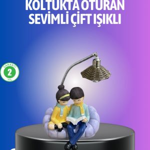 Kitap Okuyan Çift Figürlü Gece Lambası Romantik Dekoratif Masa Lambası