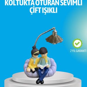 Romantik Çift Figürlü Okuyan Çift Masa Lambası Dekoratif LED Aydınlatma