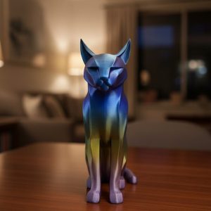 Rainbow Renkli Kedi Biblosu Dekoratif Masa ve Raf Süsü