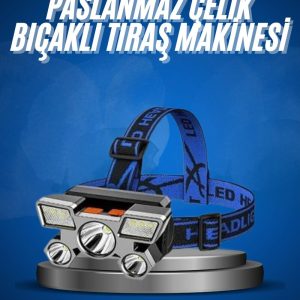 5 LED Far Şarj Edilebilir Güçlü Kafa Lambası Kamp Lambası 4 Modlu