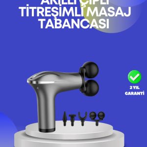 Portatif Şarjlı Masaj Tabancası 4 Başlık Derin Doku Masaj Aleti