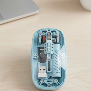 Bluetooth 5.2 ve 2.4G USB Kablosuz Mouse Pilli Mavi Tasarım