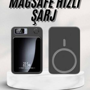 Taşınabilir Şarj Magsafe Powerbank 10.000 mAh Hızlı Şarj Led Göstergeli Kablosuz