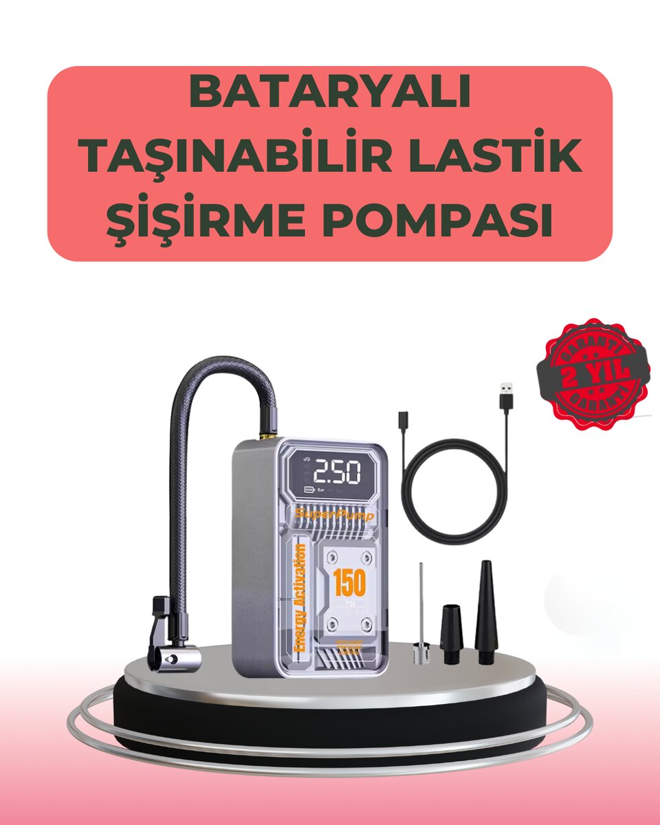 Çok Fonksiyonlu Araç Bisiklet Top Uyumlu Elektrikli Hava Pompası
