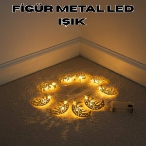 Dekoratif Minareli Hilal LED Işık Metal Gövdeli Ramazan Aydınlatma