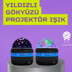 USB’li Yıldız Projektör Lamba – Döner Galaxy Işık Şovu Çocuk ve Yetişkin Uyku Lambası