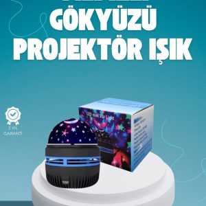 Döner Galaxy Projektör Gece Lambası – Ay ve Yıldız Işıklı Atmosfer Lamba USB Bağlantılı