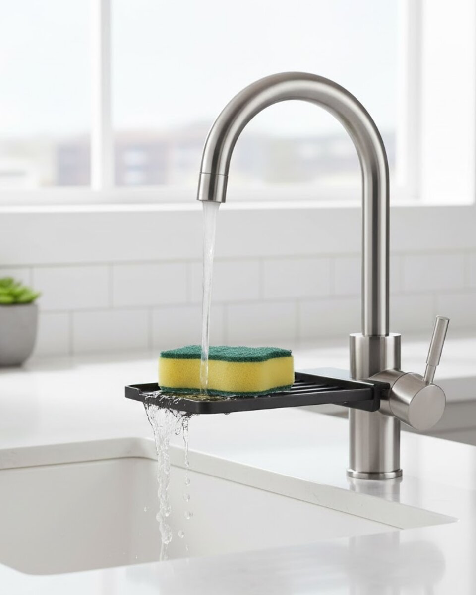 Musluğa Monte Süngerlik Damlama Özellikli Mutfak Organizatörü