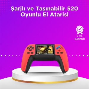 P5 Taşınabilir Retro Konsol – 520 Oyun Ergonomik Tasarım Nostaljik Eğlence