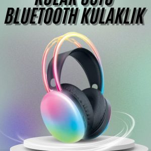 Kulak Üstü Kablosuz Bluetooth Kulaklık Unısex Renkli Işıklı Kulaklık