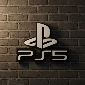 PlayStation 5 Logo Duvar Dekoru Minimal Tasarım 16×12 cm