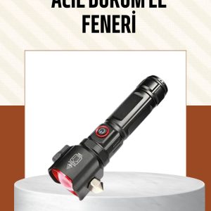 Çekiçli Pusulalı Acil Durum Feneri USB Şarjlı Çok Fonksiyonlu