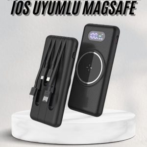 Wireless Powerbank 10000 Mah LED Ekranlı Dahili Kablolu Hızlı Şarj