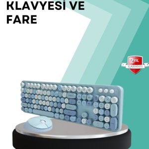 Kablosuz Klavye ve Mouse Seti – Sessiz Tuş Retro Tasarım