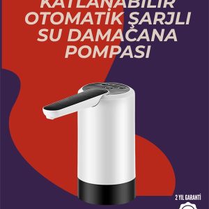 Otomatik Damacana Su Pompası | 40-80 Saniye Zaman Ayarlı | %90 Açılabilir Hijyenik Tasarım | Şarjlı ve Portatif