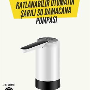 8000mAh Şarjlı Damacana Su Pompası | Tek Tuşla Otomatik Su Alımı | 40-80 Sn Dolum | Katlanabilir Tasarım