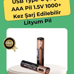 AAA Boyutunda USB Şarjlı Pil – Kompakt Tasarım Geniş Uyumluluk