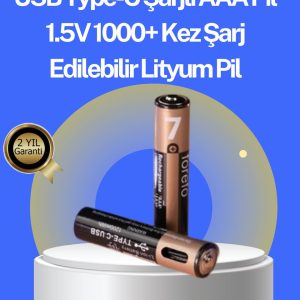 Hızlı Şarj Teknolojili USB Şarjlı AAA Pil – 40 Dakikada Tam Şarj