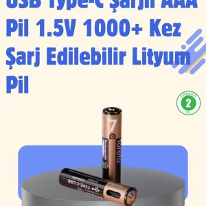 USB Type-C Şarjlı AAA Lityum Pil | 1.5V Sabit Voltaj 1000+ Şarj Döngüsü ile Uzun Ömür
