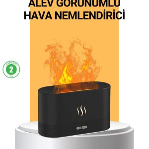 Modern Tasarımlı Alev Efektli LED Aromaterapi Hava Nemlendirici