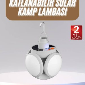 Katlanabilir Askılı Kamp Lambası 5 Kanatlı Pratik Güneş Enerjili