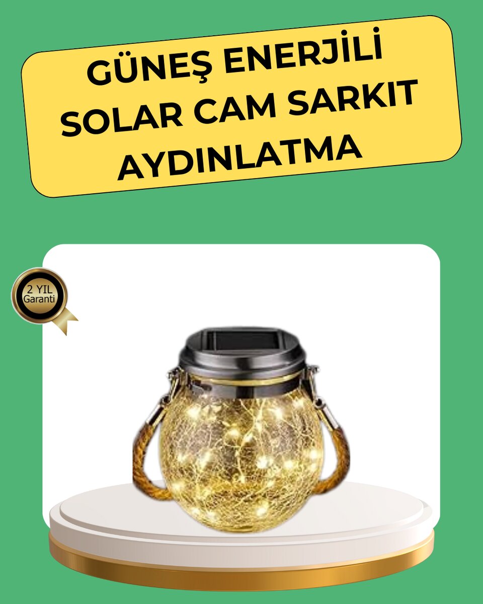 Solar Güneş Enerjili Dekoratif Cam Lamba