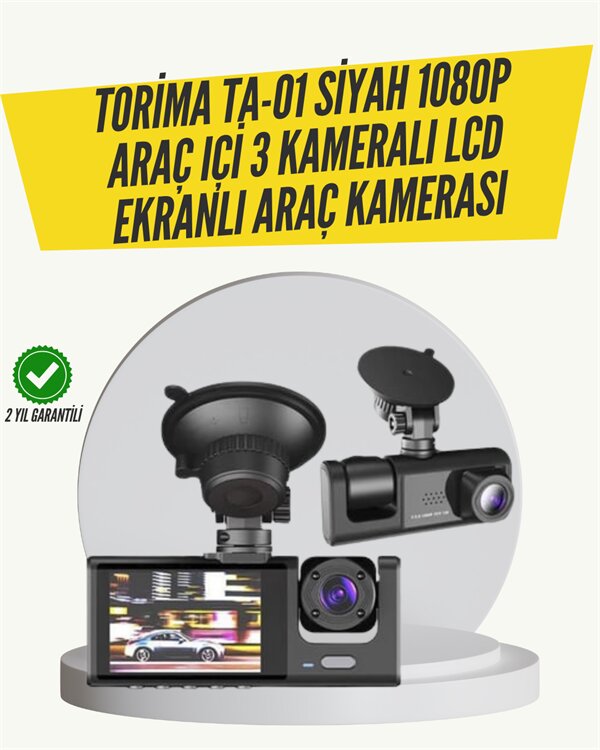 TA-01 3 Kameralı 1080P Araç Kamerası Siyah