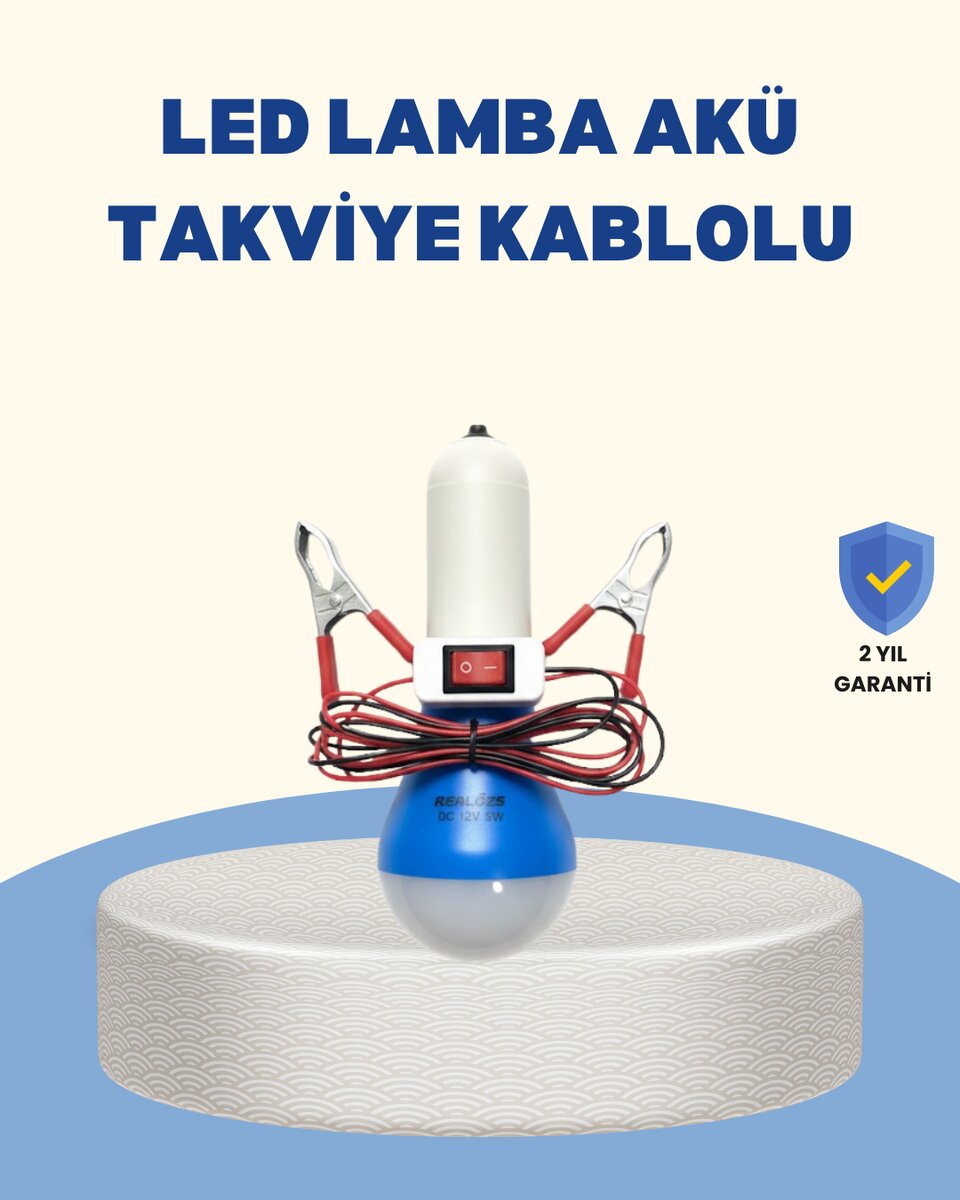 Timsah Kıskaçlı 12V LED Ampul Kamp ve Acil Durum Lambası